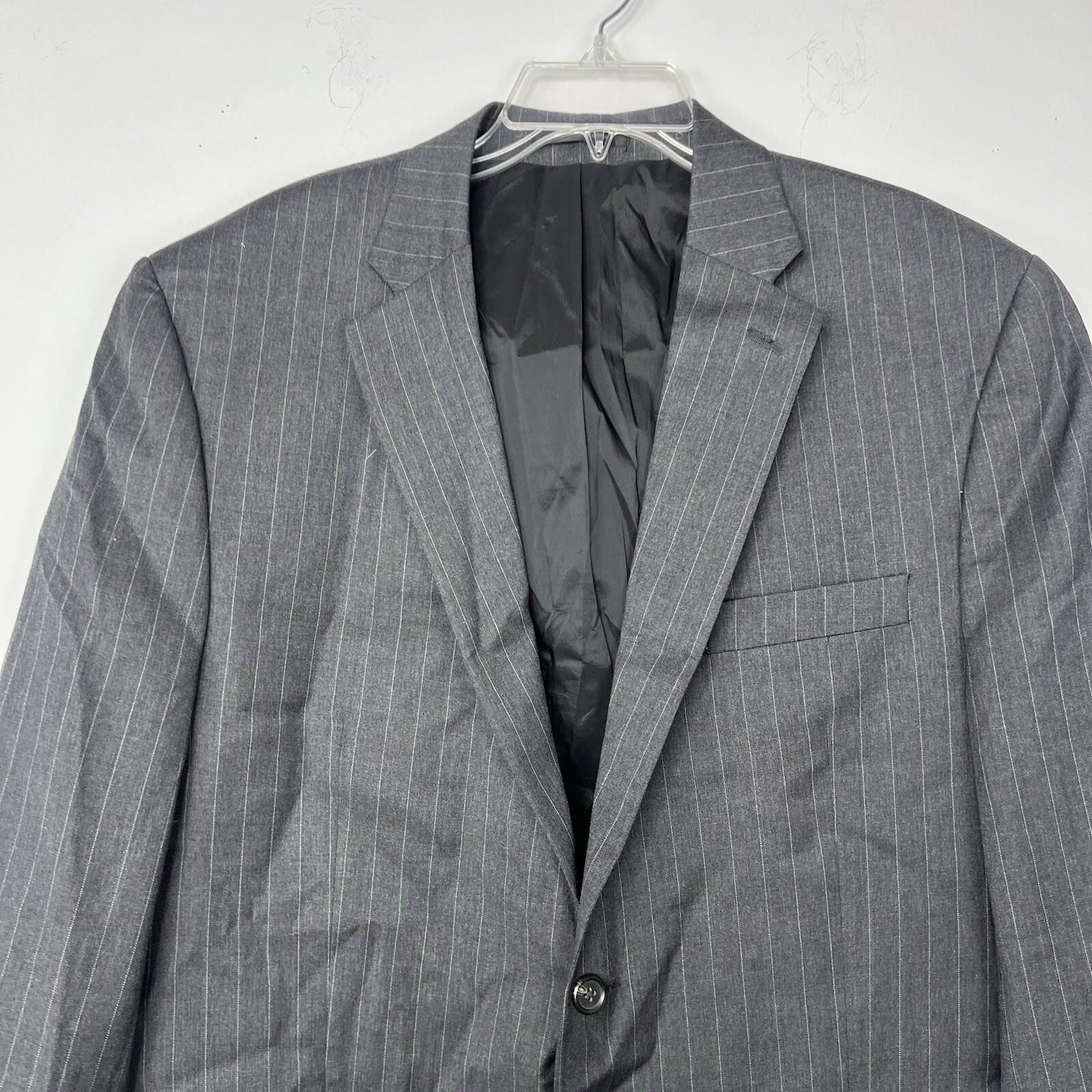 Lauren Ralph Lauren Men Wool Blazer Size 46R Gray Striped Business 2 Button Vent