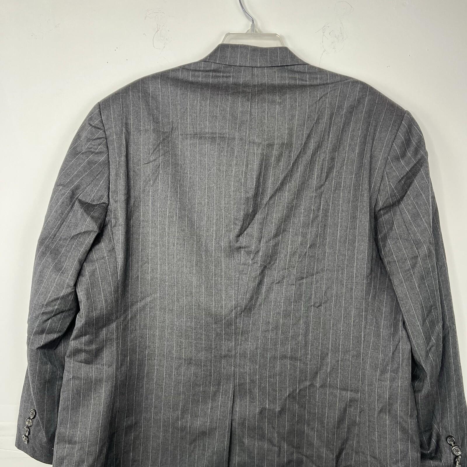 Lauren Ralph Lauren Men Wool Blazer Size 46R Gray Striped Business 2 Button Vent