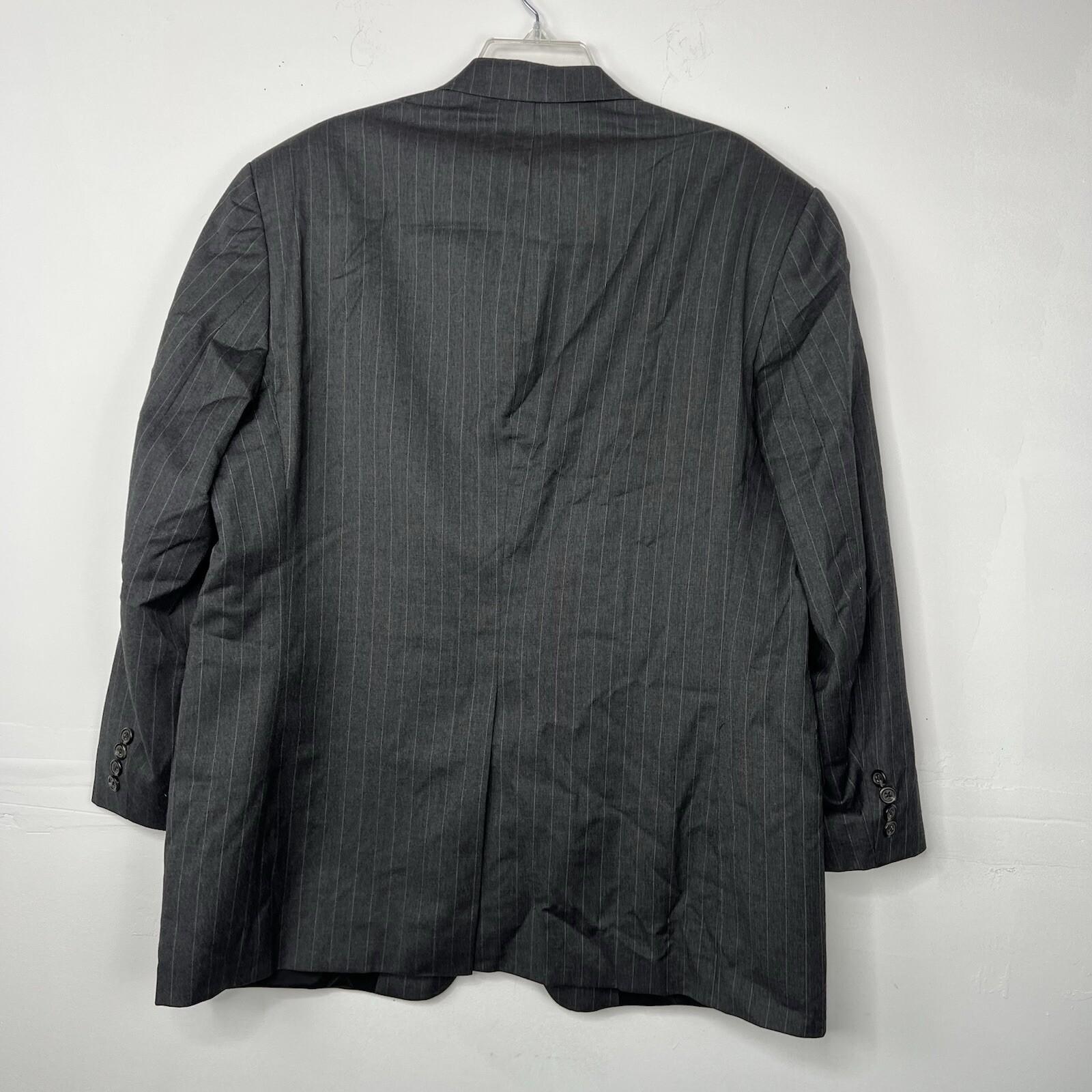 Lauren Ralph Lauren Men Wool Blazer Size 46R Gray Striped Business 2 Button Vent