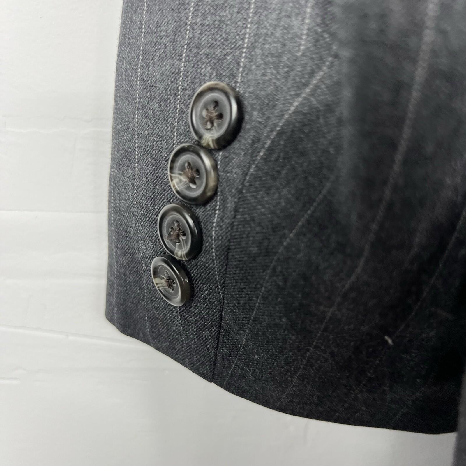 Lauren Ralph Lauren Men Wool Blazer Size 46R Gray Striped Business 2 Button Vent