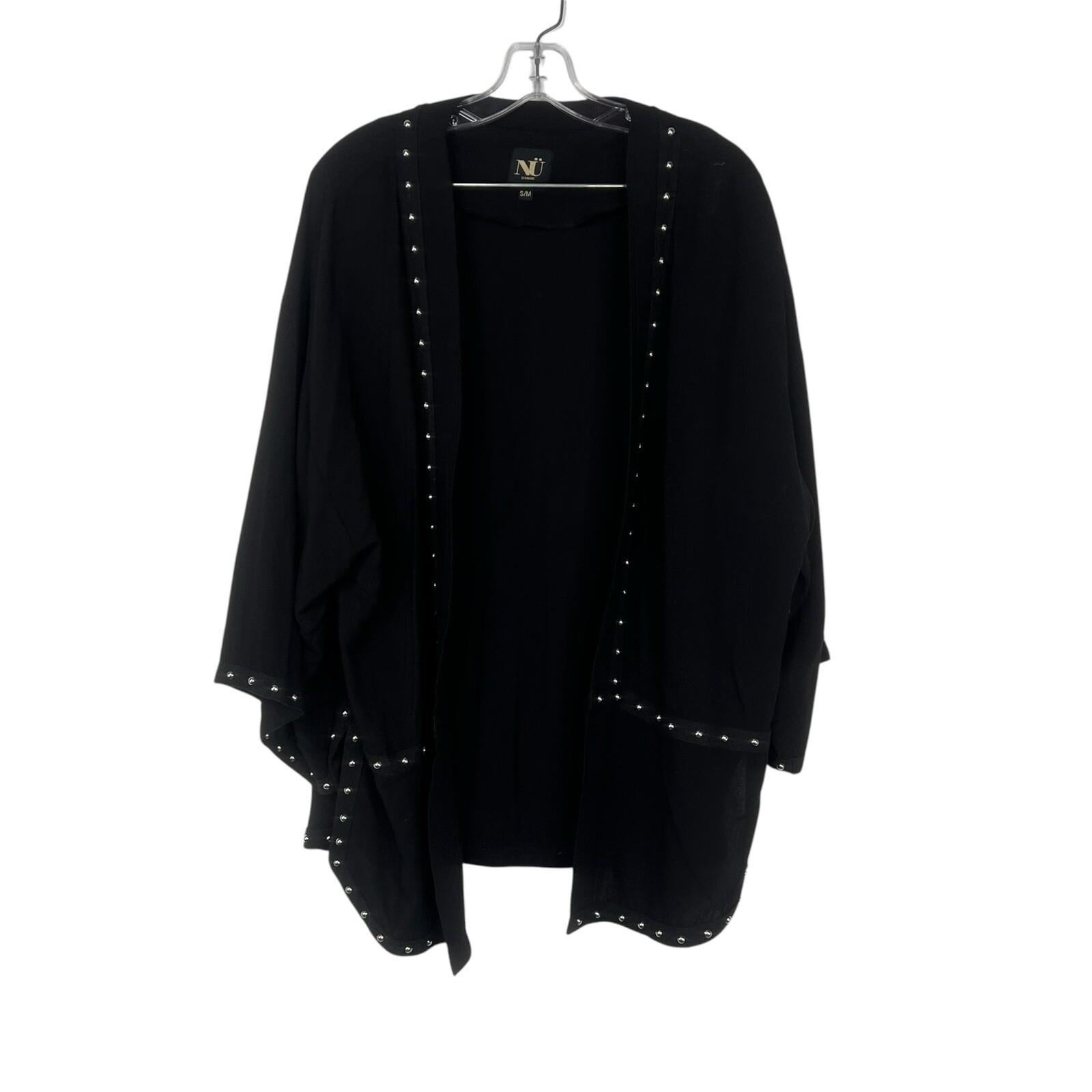NU Denmark Viscose Cardigan Size S/M Black Kimono Studded Lounge Minimalist
