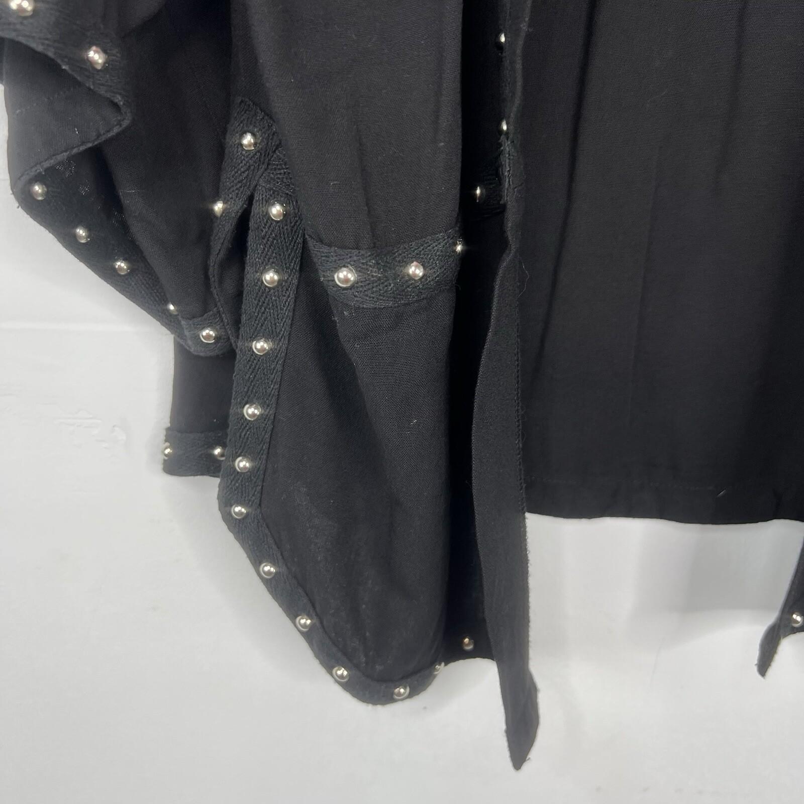 NU Denmark Viscose Cardigan Size S/M Black Kimono Studded Lounge Minimalist
