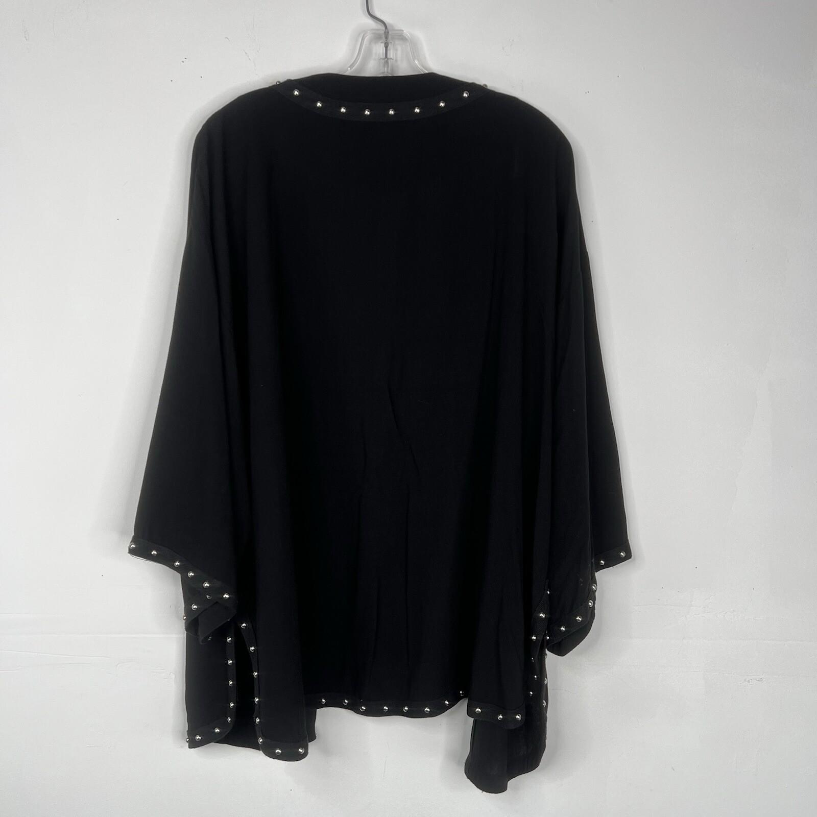 NU Denmark Viscose Cardigan Size S/M Black Kimono Studded Lounge Minimalist