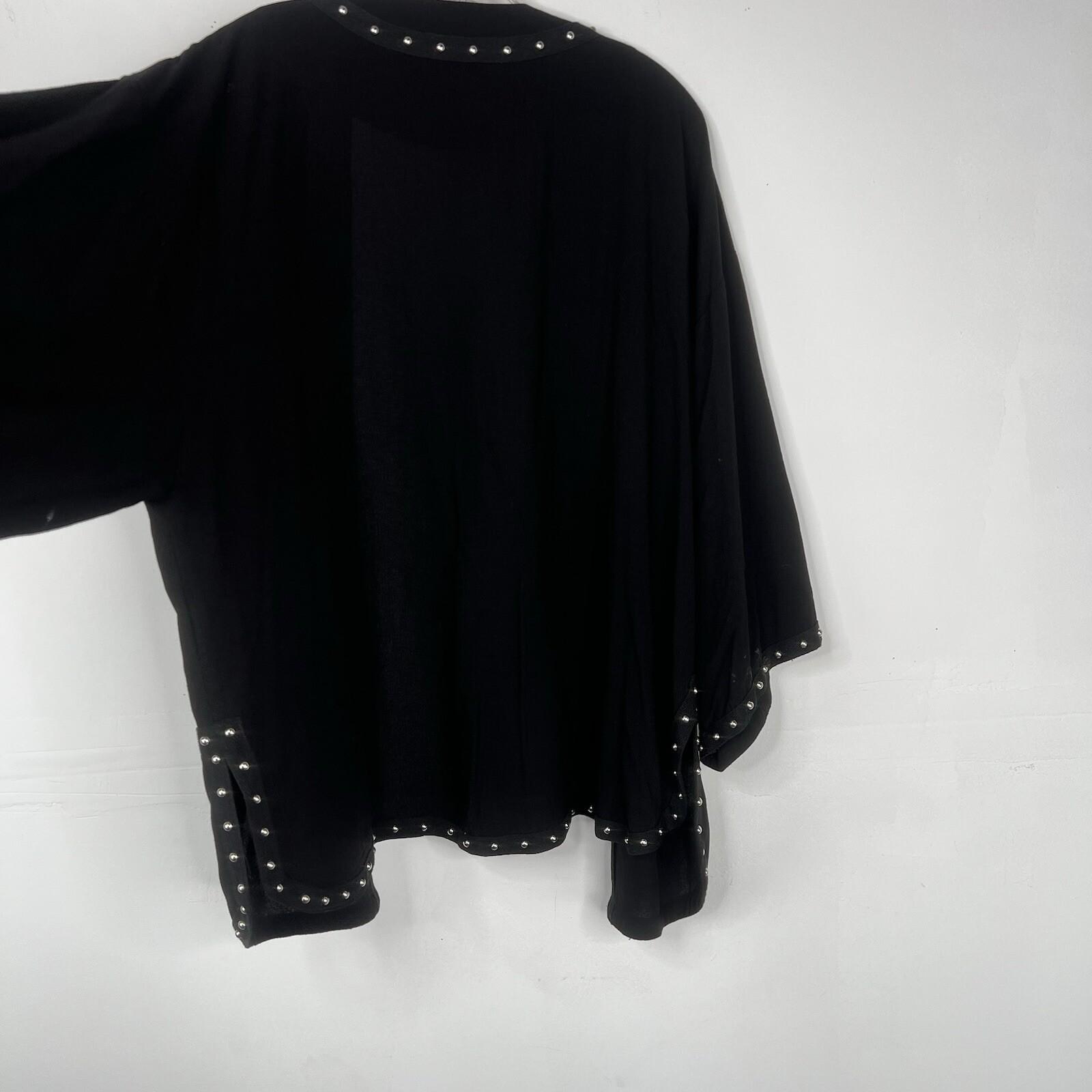 NU Denmark Viscose Cardigan Size S/M Black Kimono Studded Lounge Minimalist