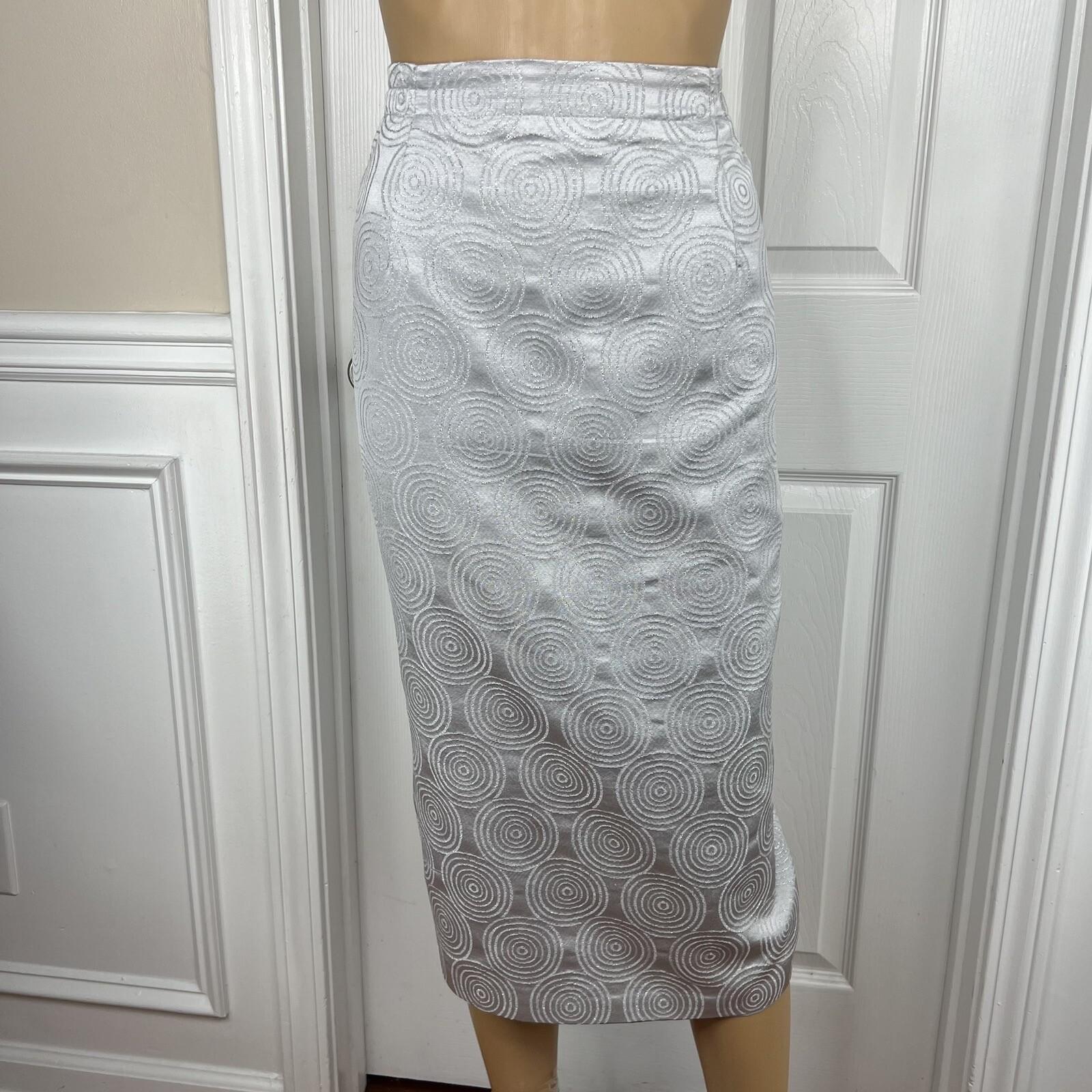 Nubiano New York Polyester Nylon Skirt Suit 6 Silver Shiny Formal Women 2 Piece