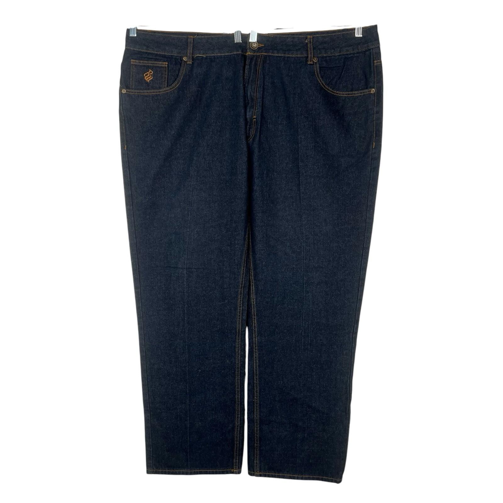 Rocawear Men Denim Pants Size W48xL31 Blue Straight leg Y2K Embroidered Logo