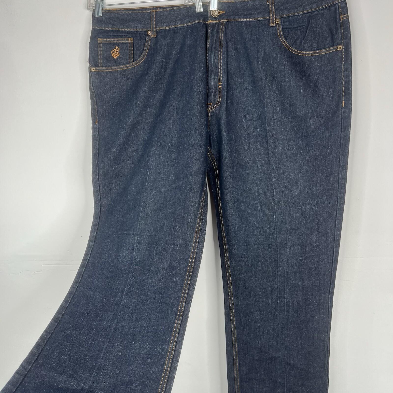 Rocawear Men Denim Pants Size W48xL31 Blue Straight leg Y2K Embroidered Logo