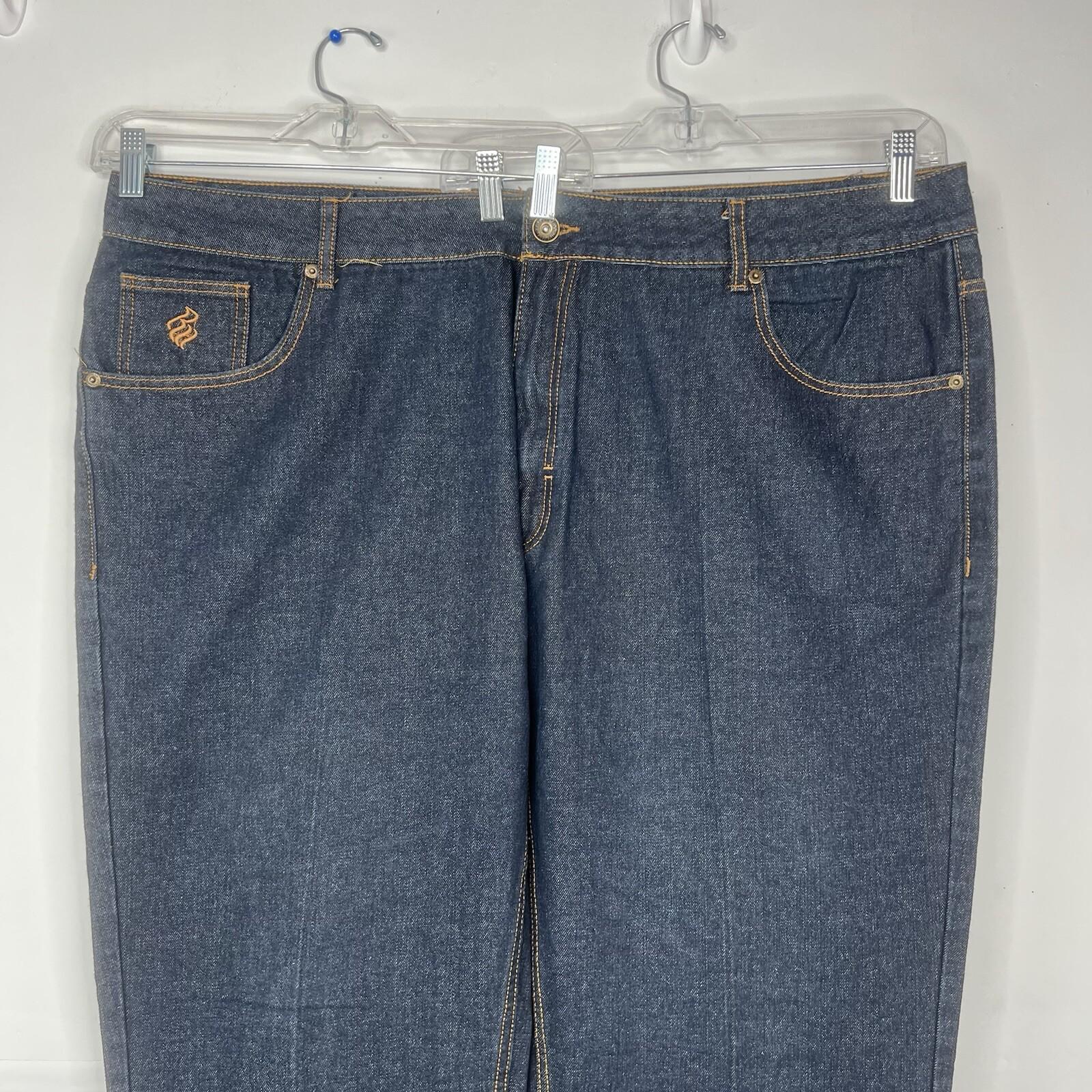 Rocawear Men Denim Pants Size W48xL31 Blue Straight leg Y2K Embroidered Logo
