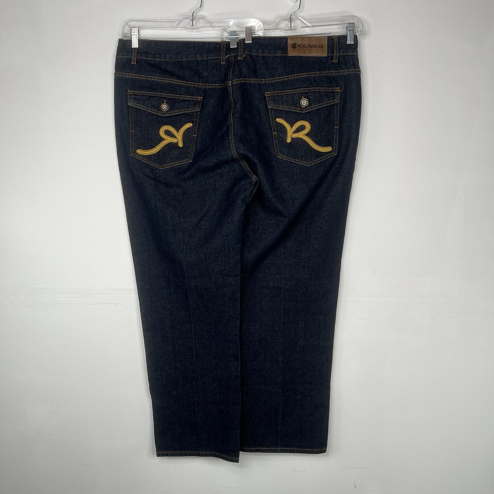 Rocawear Men Denim Pants Size W48xL31 Blue Straight leg Y2K Embroidered Logo