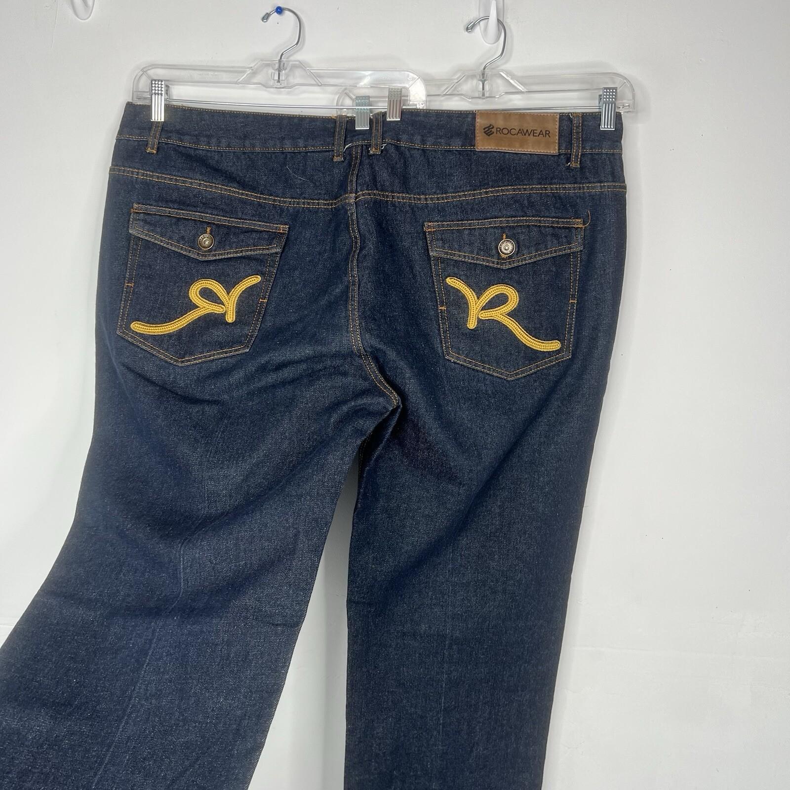 Rocawear Men Denim Pants Size W48xL31 Blue Straight leg Y2K Embroidered Logo