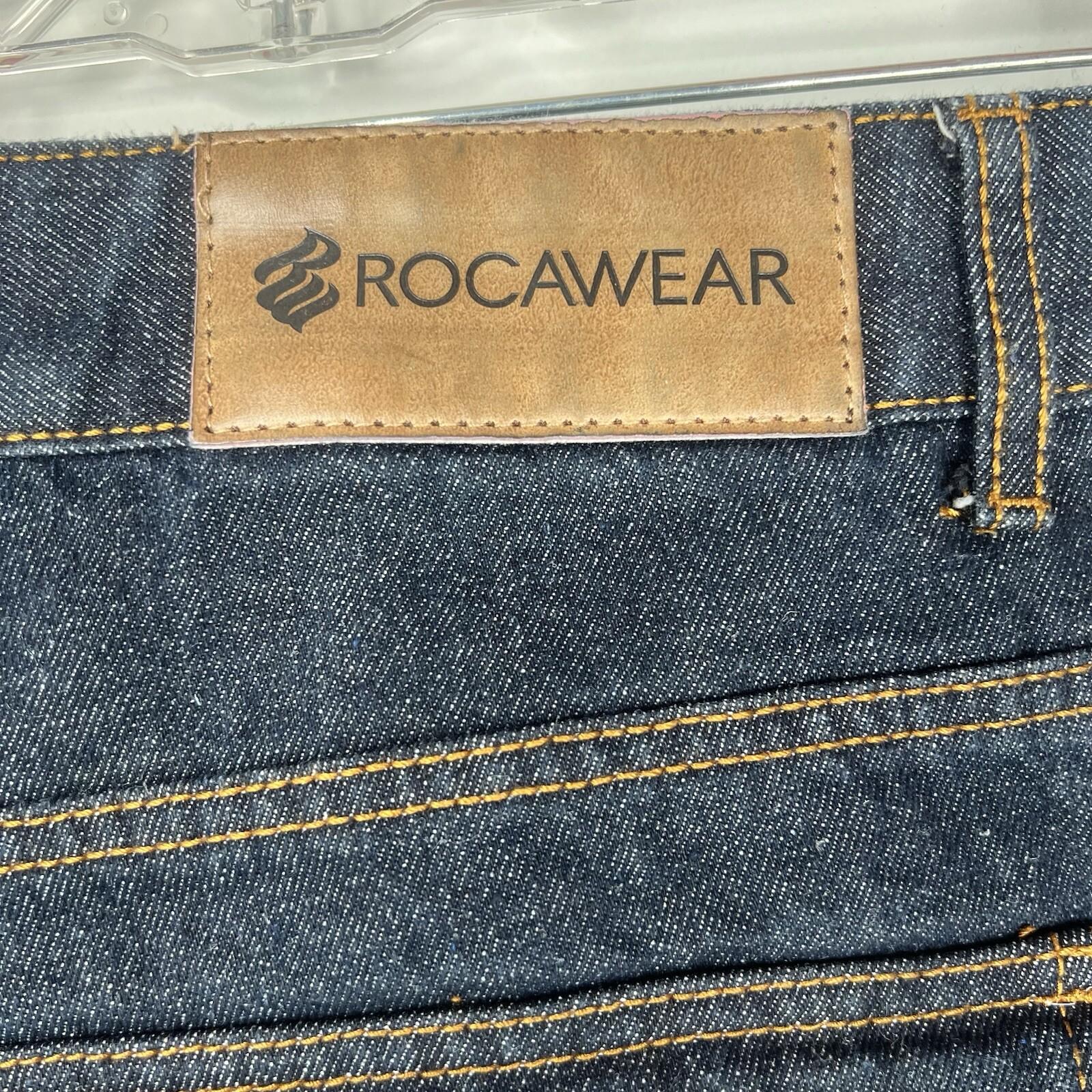Rocawear Men Denim Pants Size W48xL31 Blue Straight leg Y2K Embroidered Logo