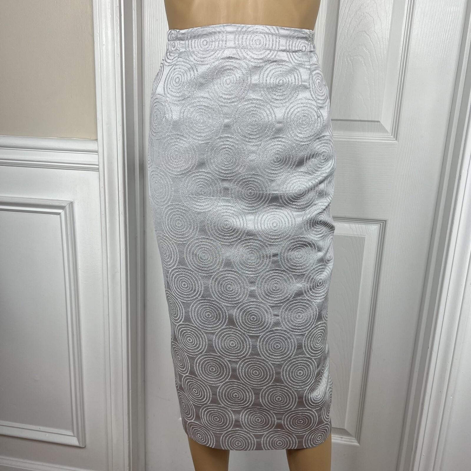 Nubiano New York Polyester Nylon Skirt Suit 6 Silver Shiny Formal Women 2 Piece