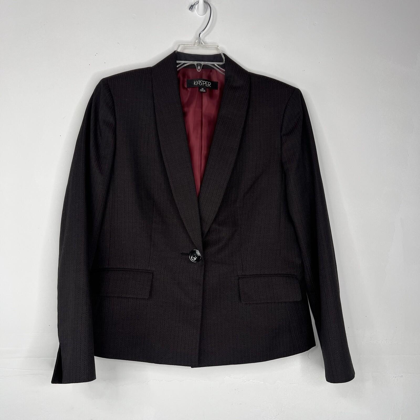 10-2632.jpg KASPER Viscose Blend Pant Suit Size 10 Brown Crepe Business 2PC Pockets Lined