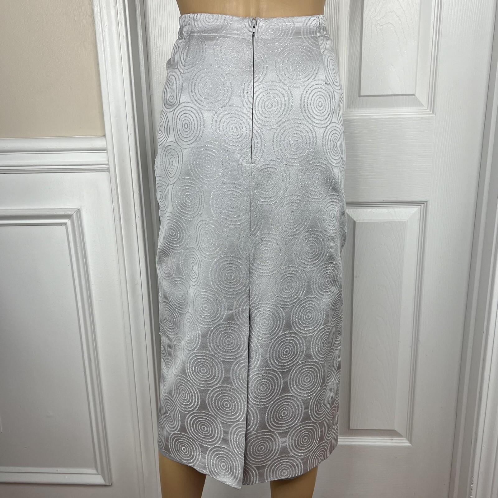 Nubiano New York Polyester Nylon Skirt Suit 6 Silver Shiny Formal Women 2 Piece