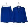 Kasper Polyester Skirt Suit 10 Deep Blue Cuffed Sleeve Embroidered Lined 2PC