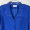 Kasper Polyester Skirt Suit 10 Deep Blue Cuffed Sleeve Embroidered Lined 2PC