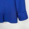 Kasper Polyester Skirt Suit 10 Deep Blue Cuffed Sleeve Embroidered Lined 2PC