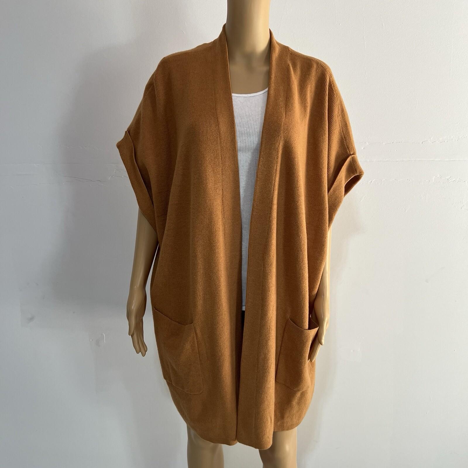 10-2652.jpg J. Jill Women Cardigan Size 2X Bronze Open Front Short Sleeve Knit Sweater