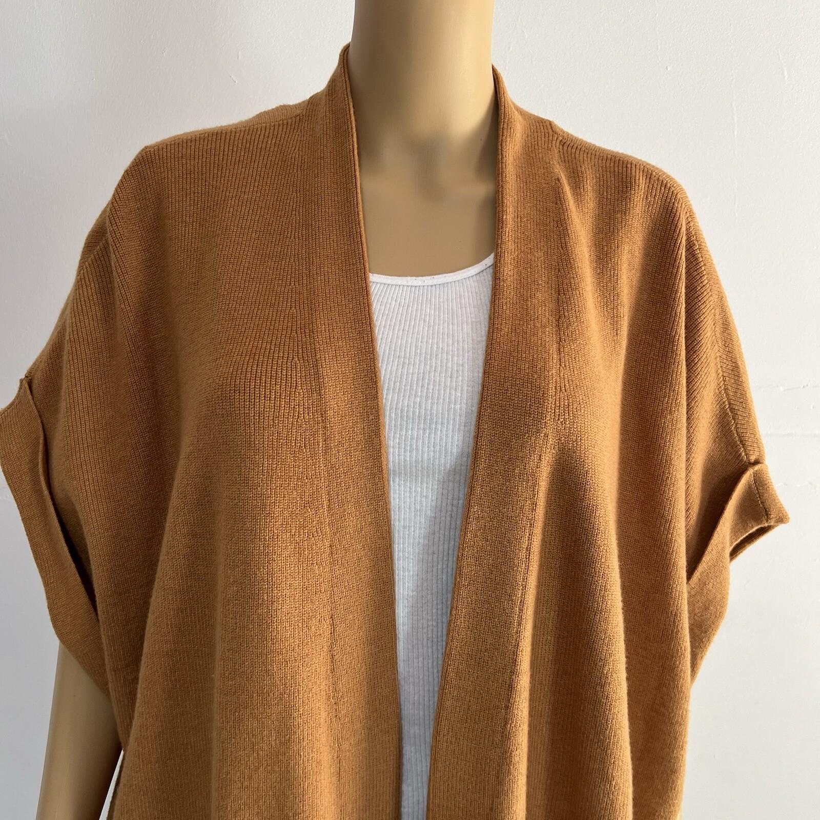 10-2653.jpg J. Jill Women Cardigan Size 2X Bronze Open Front Short Sleeve Knit Sweater