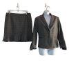 Tahari ASL Viscose Blend Skirt Suit 12P Gray Ruffle Bell Sleeves Striped 2PC