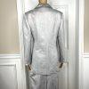 Nubiano New York Polyester Nylon Skirt Suit 6 Silver Shiny Formal Women 2 Piece