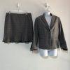 Tahari ASL Viscose Blend Skirt Suit 12P Gray Ruffle Bell Sleeves Striped 2PC