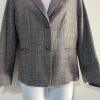 Tahari ASL Viscose Blend Skirt Suit 12P Gray Ruffle Bell Sleeves Striped 2PC
