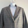 Tahari ASL Viscose Blend Skirt Suit 12P Gray Ruffle Bell Sleeves Striped 2PC