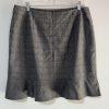 Tahari ASL Viscose Blend Skirt Suit 12P Gray Ruffle Bell Sleeves Striped 2PC