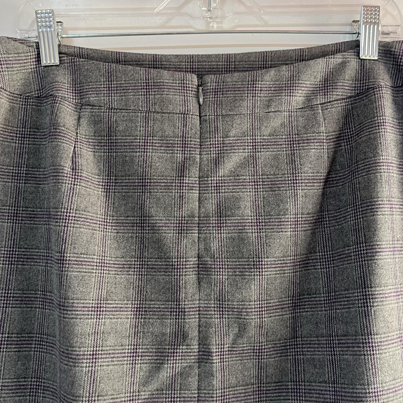 Tahari ASL Viscose Blend Skirt Suit 12P Gray Ruffle Bell Sleeves Striped 2PC