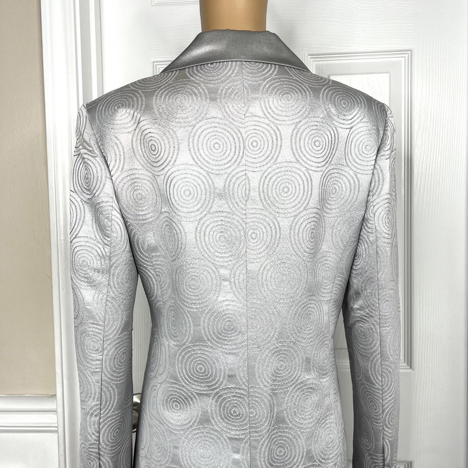 Nubiano New York Polyester Nylon Skirt Suit 6 Silver Shiny Formal Women 2 Piece