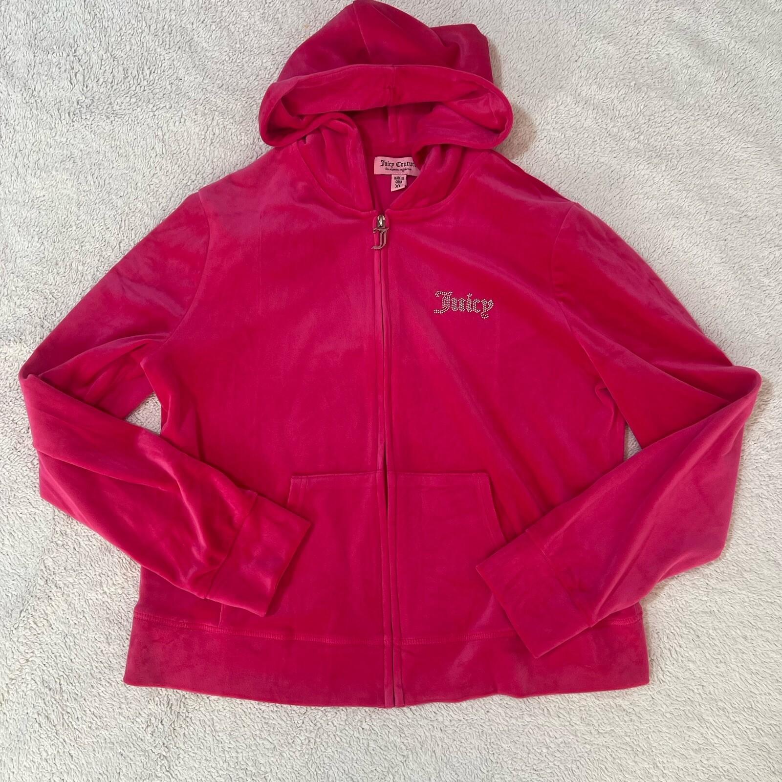 Juicy Couture Velour Track Jogger Suit XL Pant L Pink Hooded Y2K Athleisure Zip