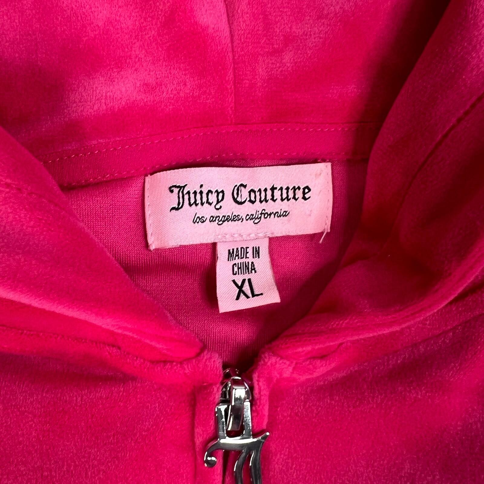 Juicy Couture Velour Track Jogger Suit XL Pant L Pink Hooded Y2K Athleisure Zip