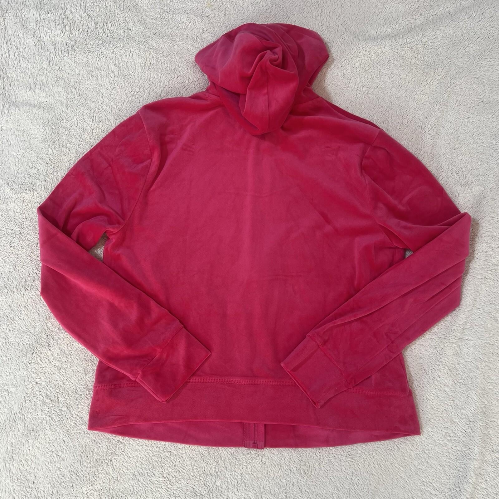Juicy Couture Velour Track Jogger Suit XL Pant L Pink Hooded Y2K Athleisure Zip