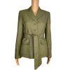 Le Suit Polyester Lined Blazer Size 4 Green Women 1 Piece Belted Peak Collar