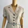 Tahari ASL Polyester Skirt Suit 12 Beige Belted Short Sleeves Padded Lined 2PC