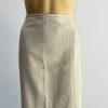 Tahari ASL Polyester Skirt Suit 12 Beige Belted Short Sleeves Padded Lined 2PC
