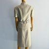 Tahari ASL Polyester Skirt Suit 12 Beige Belted Short Sleeves Padded Lined 2PC