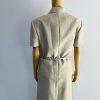 Tahari ASL Polyester Skirt Suit 12 Beige Belted Short Sleeves Padded Lined 2PC