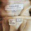 Tahari ASL Polyester Skirt Suit 12 Beige Belted Short Sleeves Padded Lined 2PC