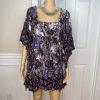 FREE PEOPLE Purple White Floral Drawstring Fit and Flare Tunic Mini Dress Size S
