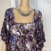 FREE PEOPLE Purple White Floral Drawstring Fit and Flare Tunic Mini Dress Size S