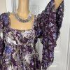 FREE PEOPLE Purple White Floral Drawstring Fit and Flare Tunic Mini Dress Size S