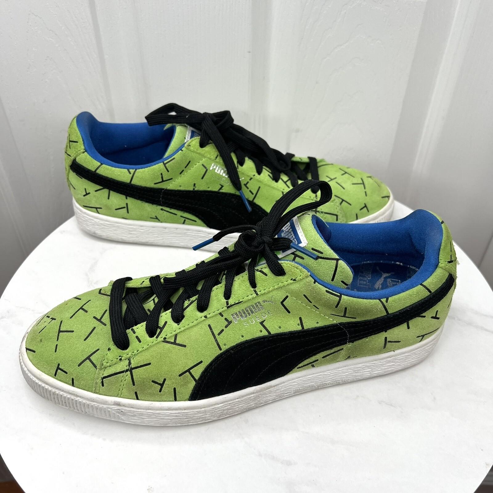 Puma Suede Men Vintage Green Black White Bottoms Sneakers Size 10
