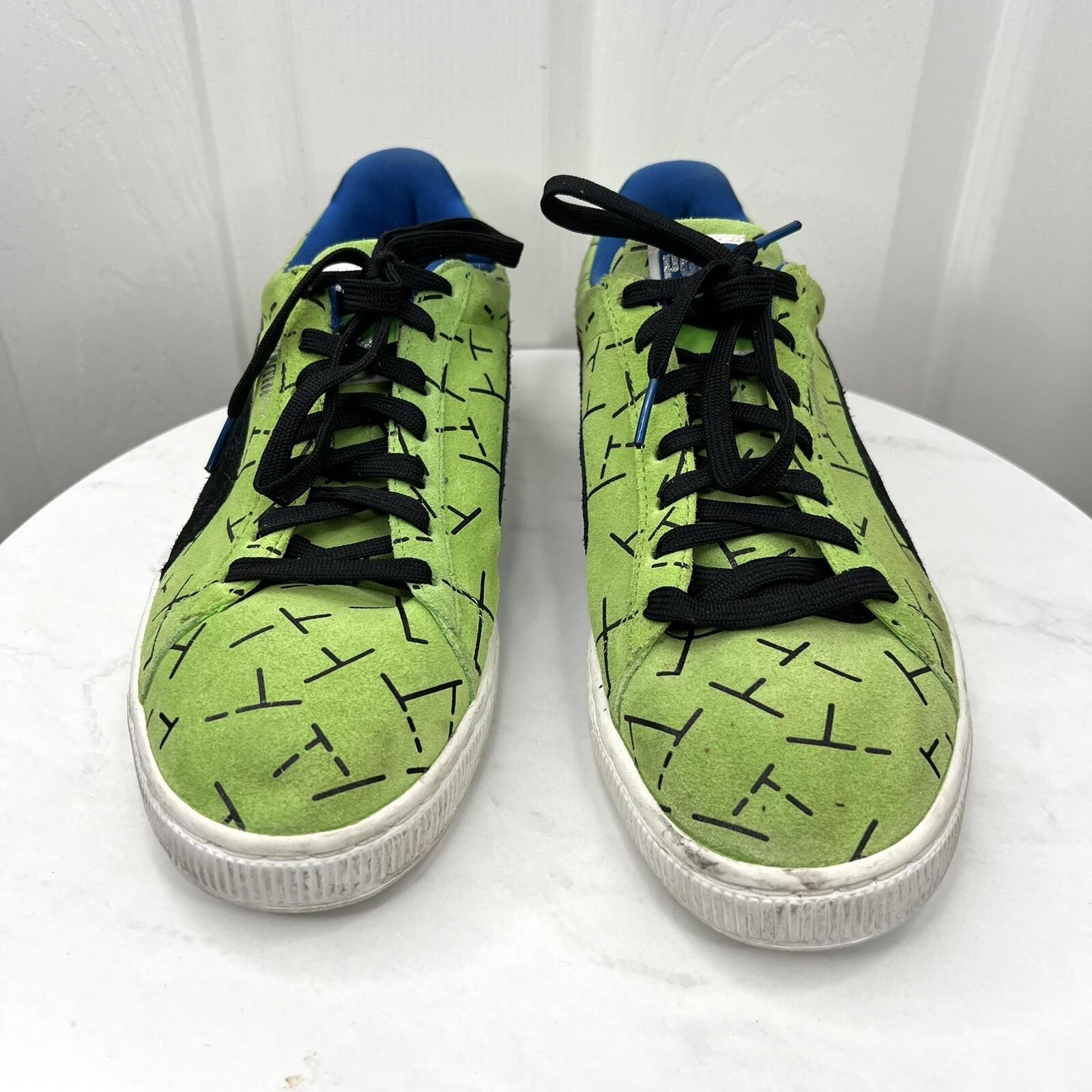 Puma Suede Men Vintage Green Black White Bottoms Sneakers Size 10