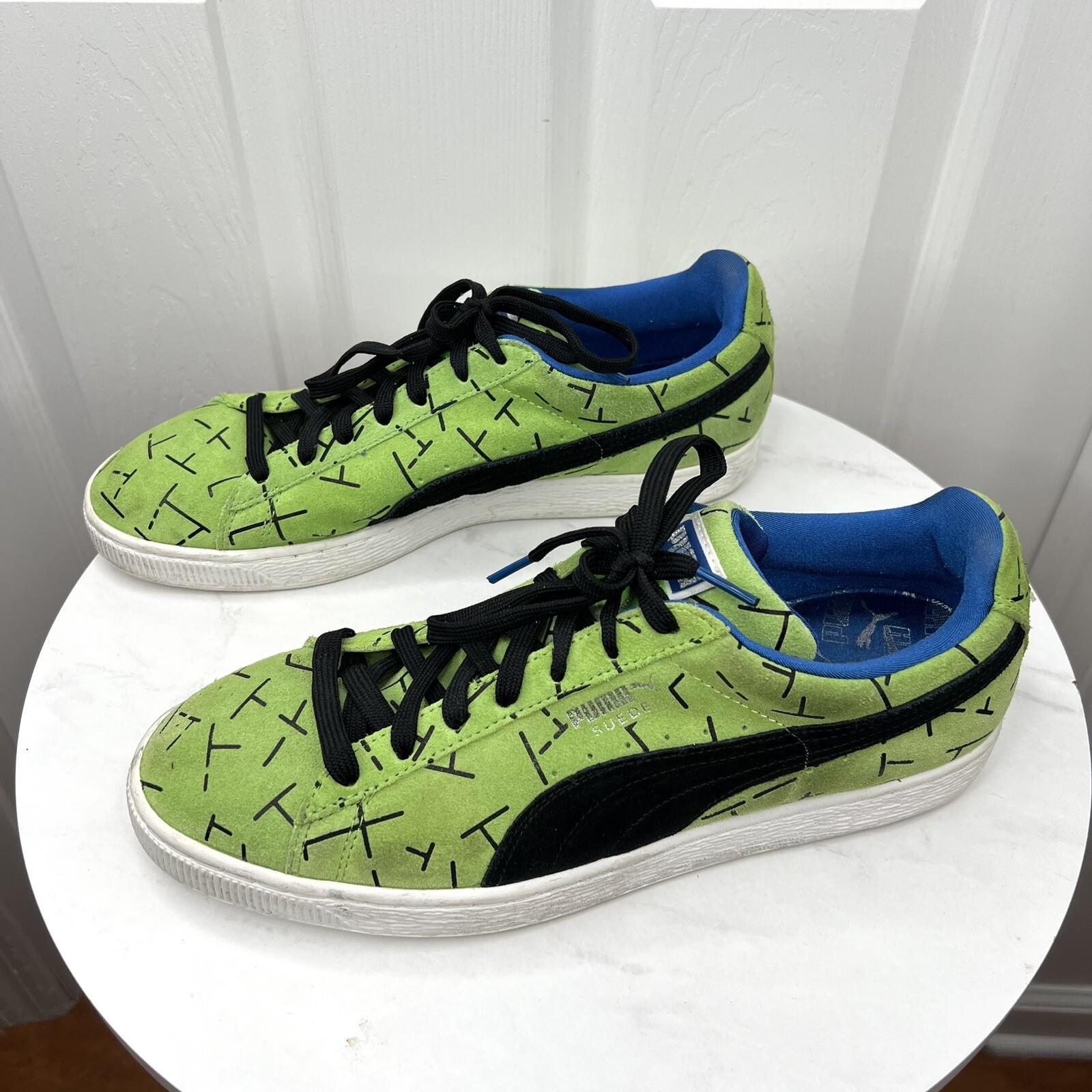 Puma Suede Men Vintage Green Black White Bottoms Sneakers Size 10