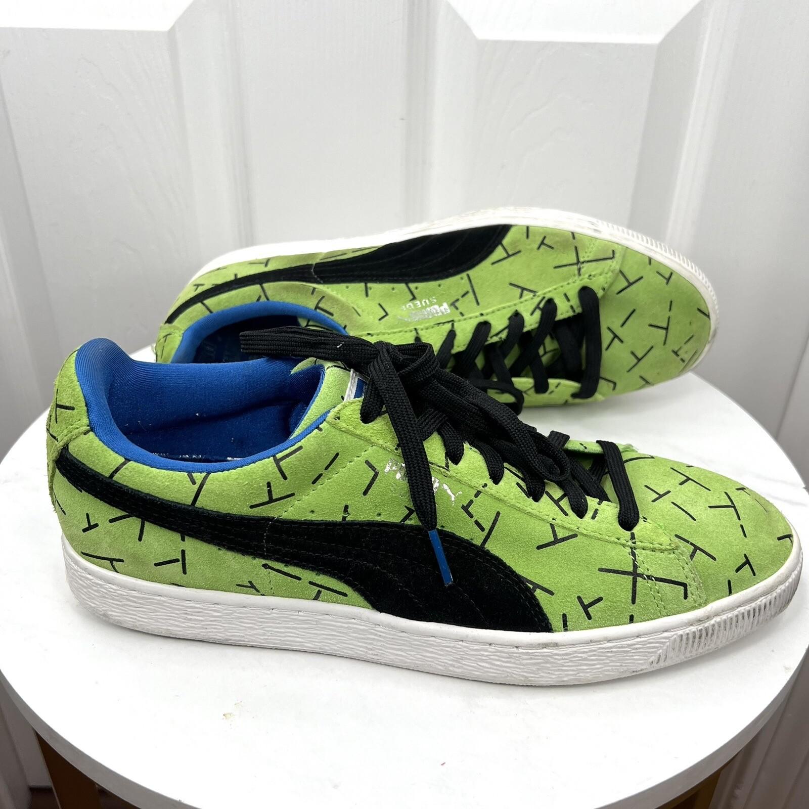 Puma Suede Men Vintage Green Black White Bottoms Sneakers Size 10
