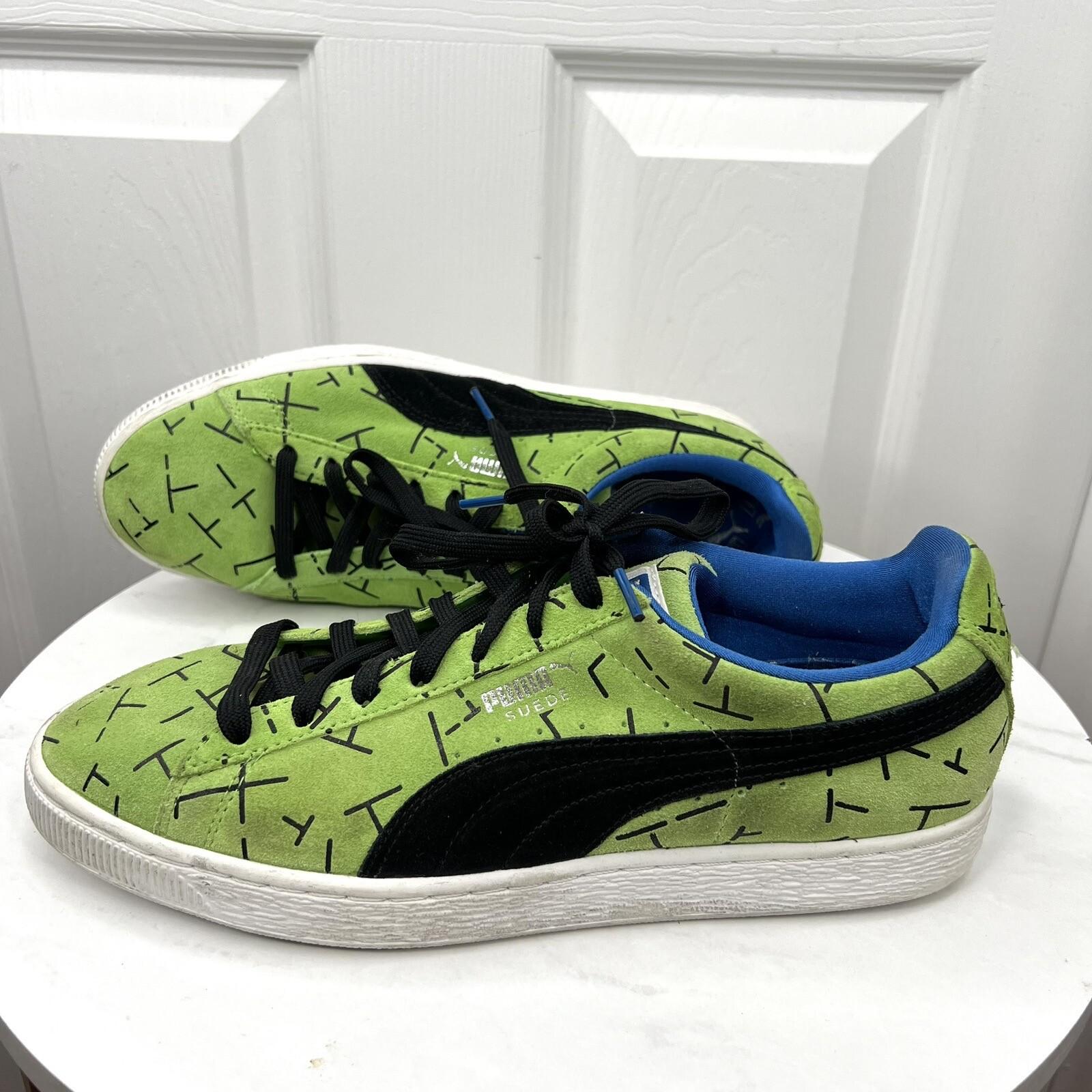 Puma Suede Men Vintage Green Black White Bottoms Sneakers Size 10