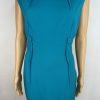 Calvin Klein Polyester Spandex Dress 6 Teal Fitted Cap Sleeves Business Career