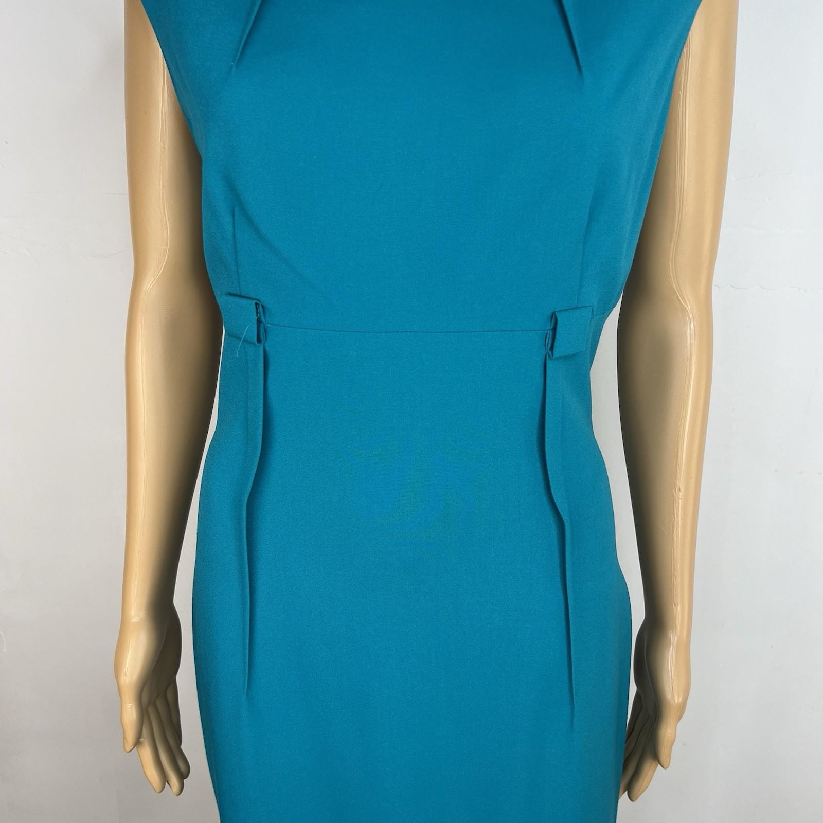 Calvin Klein Polyester Spandex Dress 6 Teal Fitted Cap Sleeves Business Career